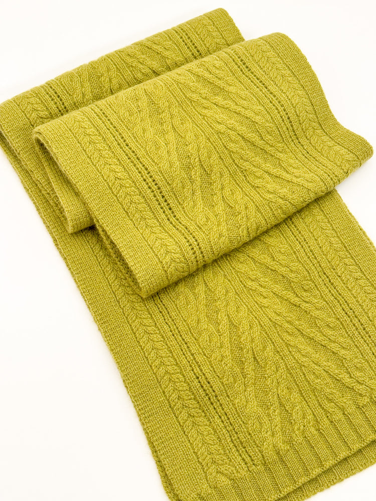 Patterned cashmere shawl picture in moss green colour.