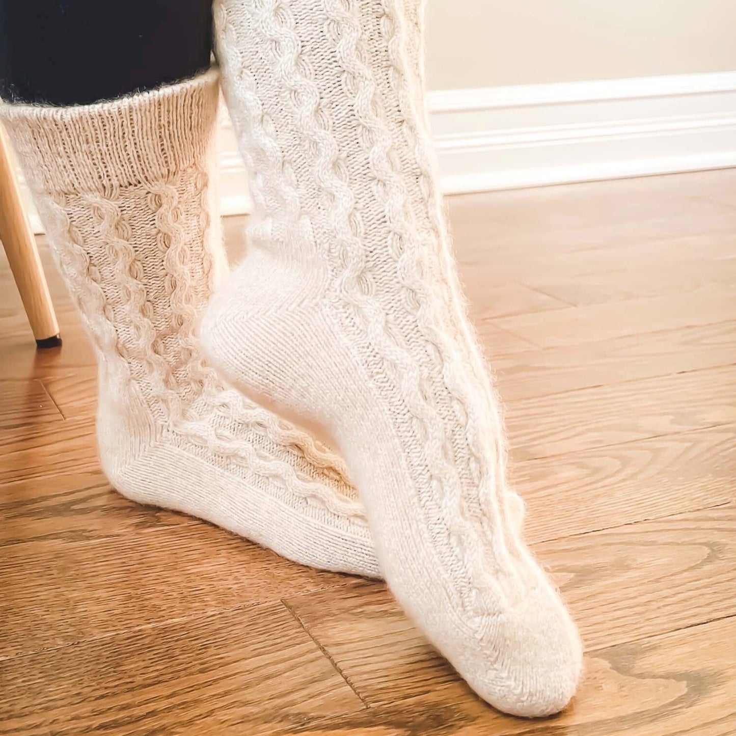 Oatmeal Beige Cashmere socks side photo